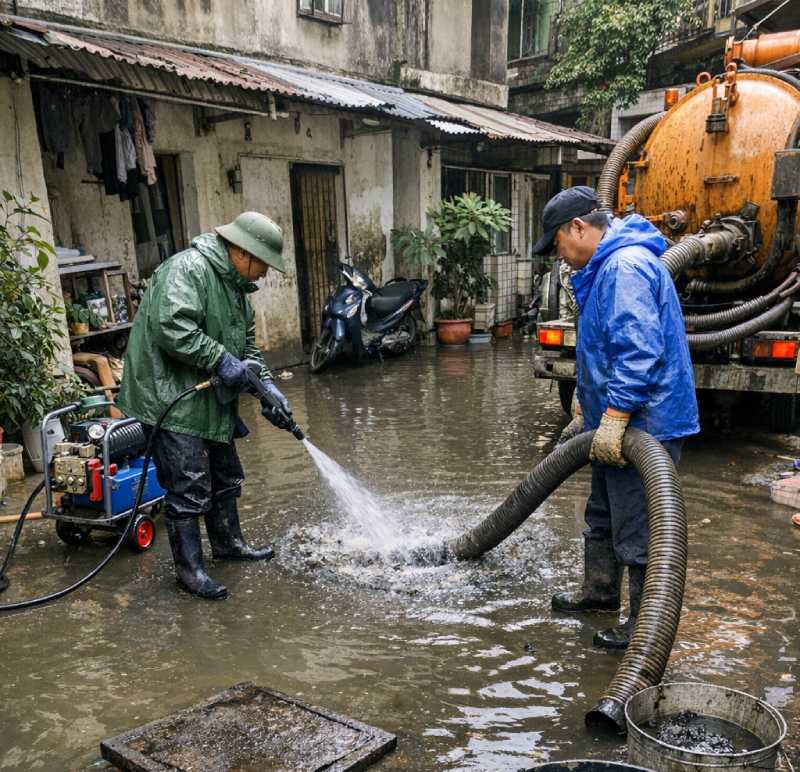 Dịch vụ thông tắc tại cống nhà dân