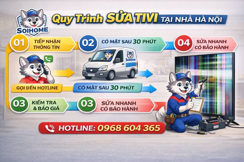 Dịch vụ sửa tivi tại nhà Hà Nội nhanh chóng, bảo hành rõ ràng