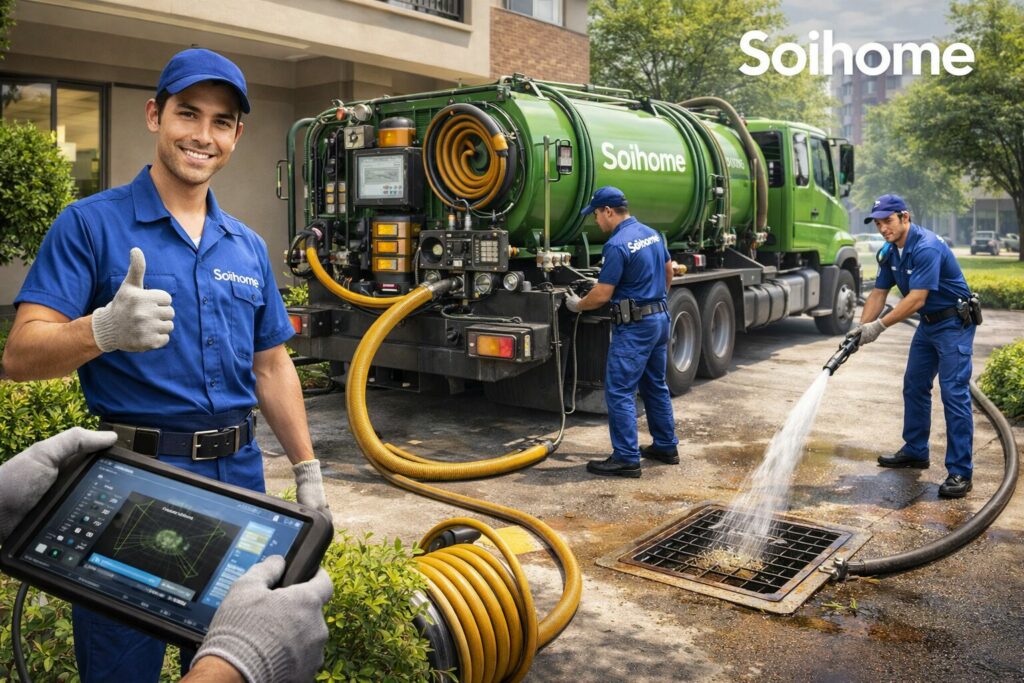 Dịch vụ hút bể phốt Hà Nội uy tín với đội ngũ kỹ thuật chuyên nghiệp và xe hút hiện đại