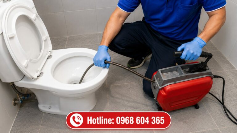 Thông tắc bồn cầu không đục phá hiệu quả, sạch sẽ, xử lý nhanh