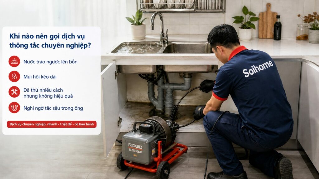 7 cách thông tắc bồn rửa bát không cần tháo ống đơn giản tại nhà – sạch nhanh, không mùi 