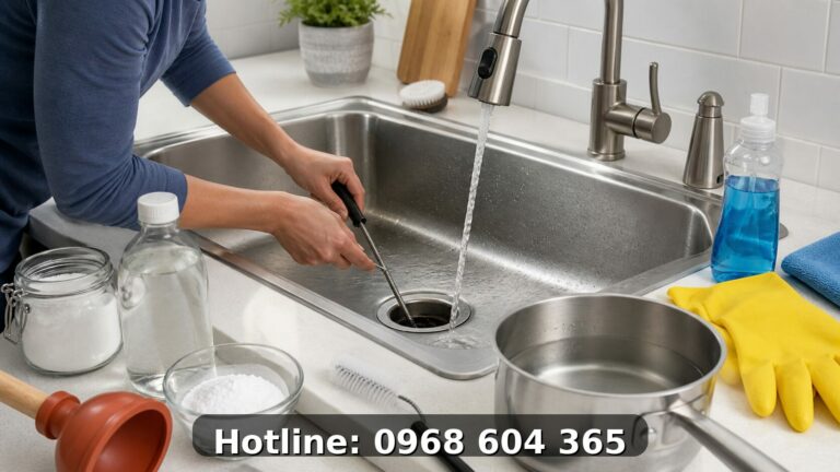 7 cách thông tắc bồn rửa bát không cần tháo ống đơn giản tại nhà – sạch nhanh, không mùi