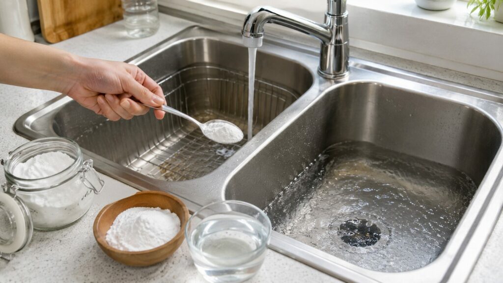 Cách thông tắc bồn rửa bát bằng baking soda đơn giản, sạch mùi và hiệu quả tại nhà 1 Cách thông tắc bồn rửa bát bằng baking soda đơn giản, sạch mùi và hiệu quả tại nhà