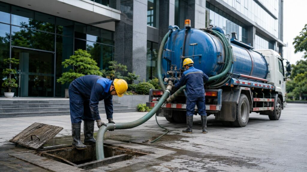 Hút bể phốt cho tòa nhà văn phòng | Dấu hiệu & quy trình xử lý chuyên nghiệp