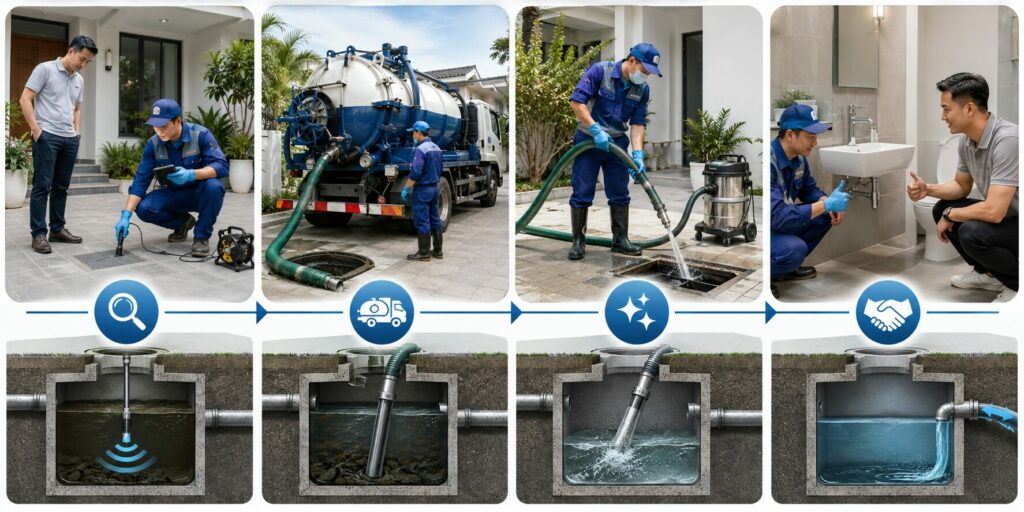 Hút bể phốt không đục phá tại Hà Nội: Giải pháp hiện đại sạch sẽ, an toàn và tiết kiệm nhất hiện nay