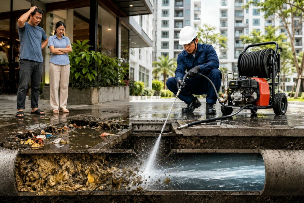 Sự Thật Quan Trọng Về Thông Cống Bằng Máy Áp Lực Cao: Giải Pháp Hiện Đại Xử Lý Tắc Nghẽn Triệt Để 2026