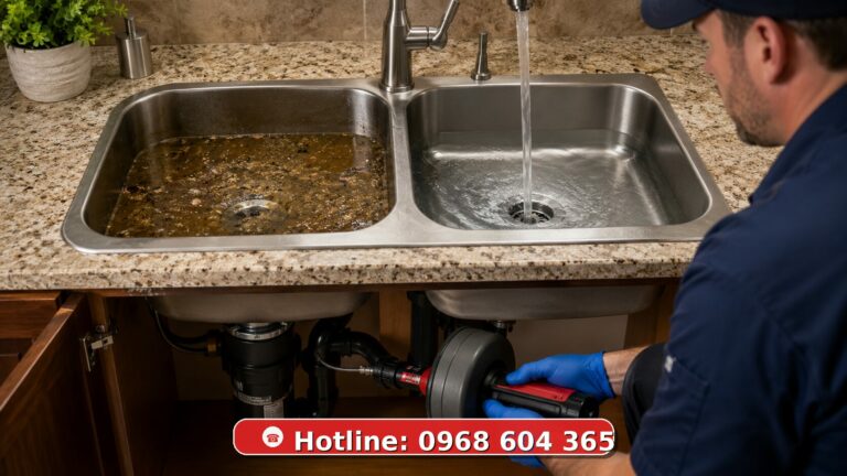 Thông tắc đường ống thoát nước bếp hiệu quả tận gốc, hết mùi hôi chỉ sau vài giờ